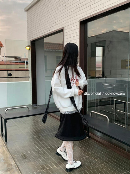 DKZ OFFICIAL Long Black Skirt With Asymmetrical Hem