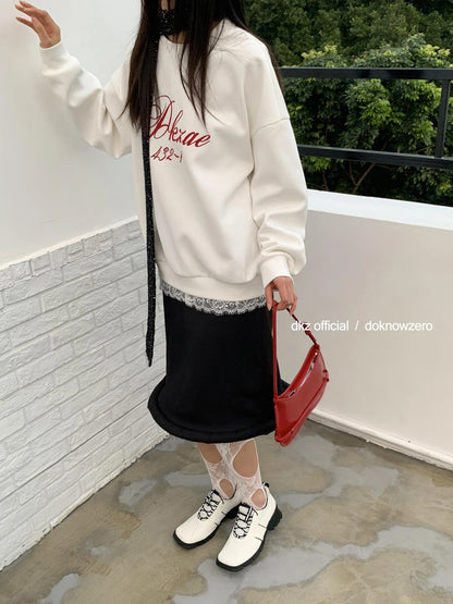 DKZ OFFICIAL Long Black Skirt With Asymmetrical Hem