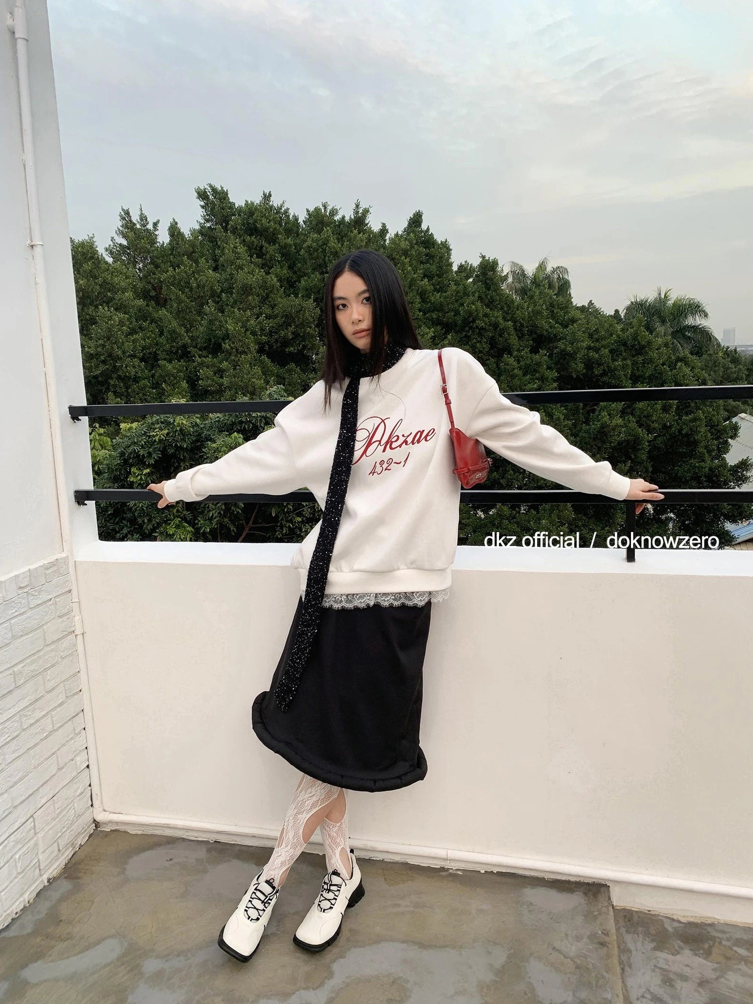 DKZ OFFICIAL Long Black Skirt With Asymmetrical Hem