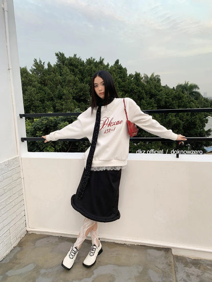 DKZ OFFICIAL Long Black Skirt With Asymmetrical Hem