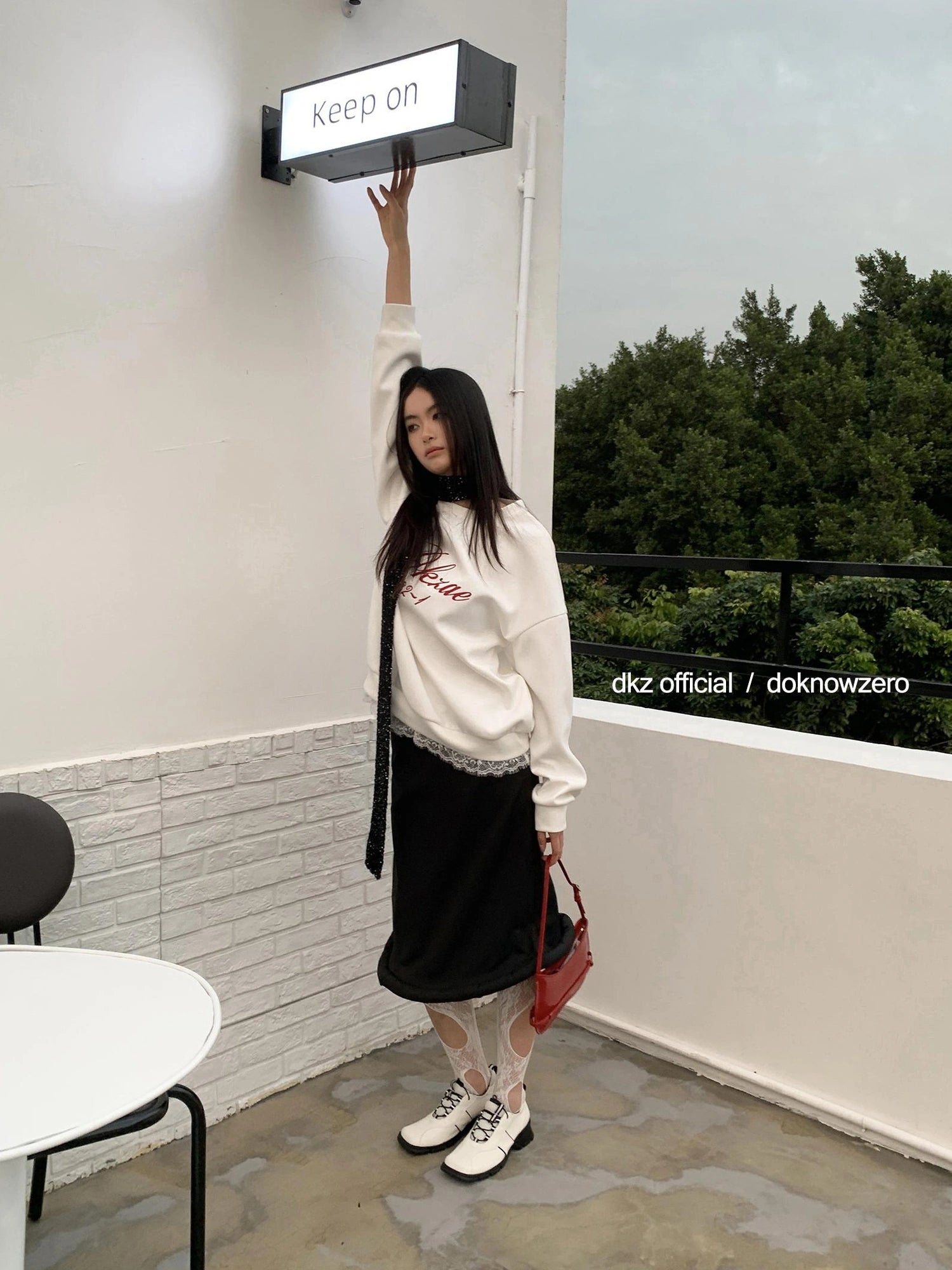 DKZ OFFICIAL Long Black Skirt With Asymmetrical Hem
