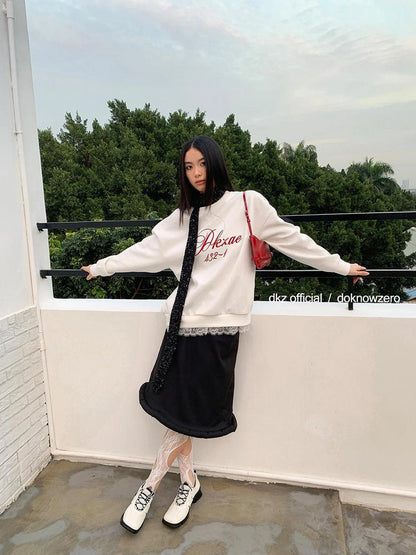 DKZ OFFICIAL Long Black Skirt With Asymmetrical Hem