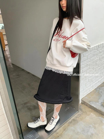 DKZ OFFICIAL Long Black Skirt With Asymmetrical Hem