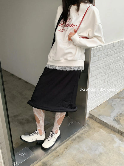 DKZ OFFICIAL Long Black Skirt With Asymmetrical Hem