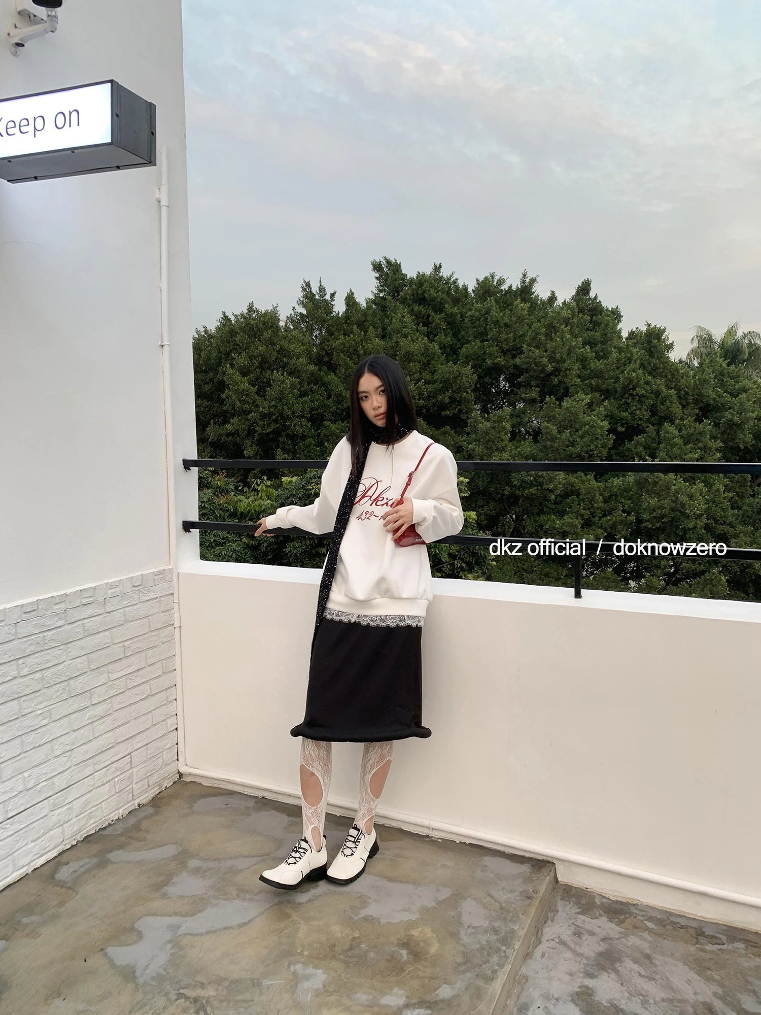 DKZ OFFICIAL Long Black Skirt With Asymmetrical Hem
