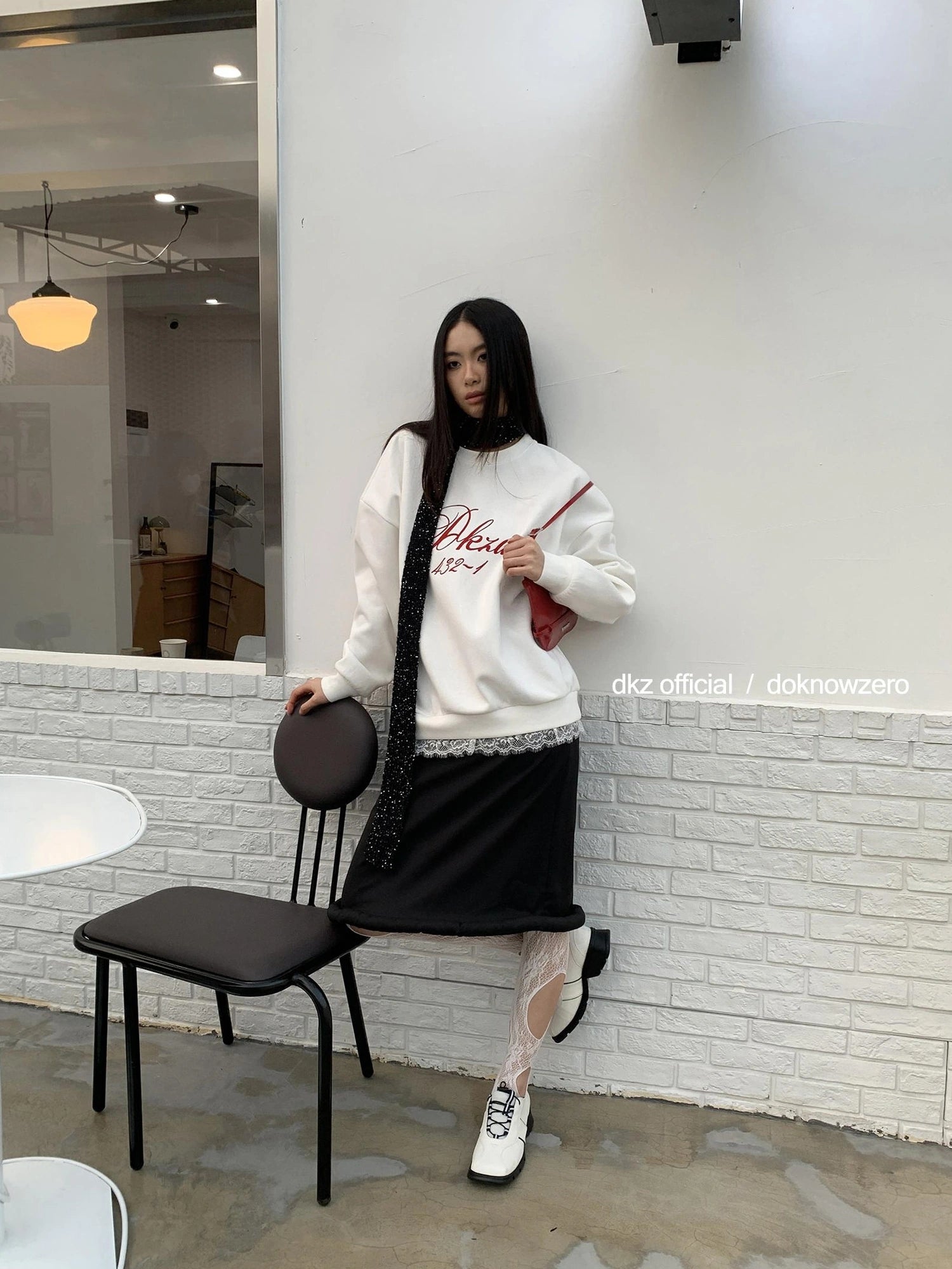 DKZ OFFICIAL Long Black Skirt With Asymmetrical Hem