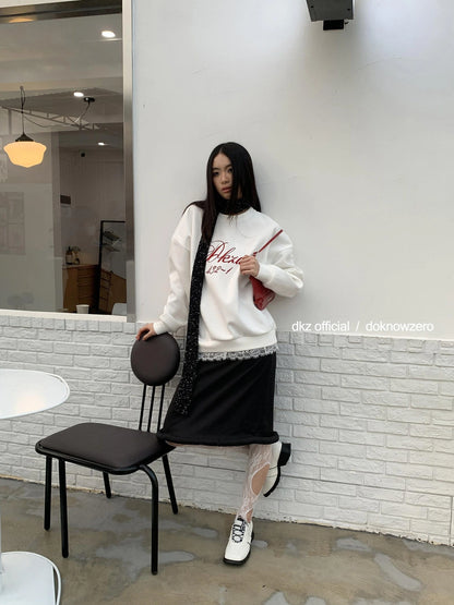 DKZ OFFICIAL Long Black Skirt With Asymmetrical Hem