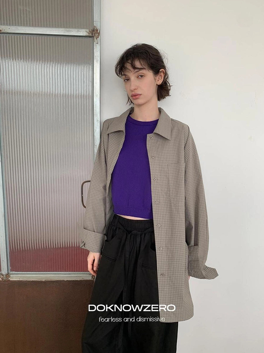 DKZ OFFICIAL Long Sleeve Plaid Shirt Dress In Green