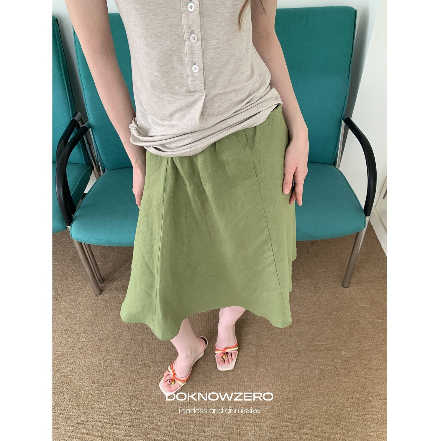 DKZ_OFFICIAL_Loose_Asymmetrical_Elastic_Waist_Cotton_Lined_Women&