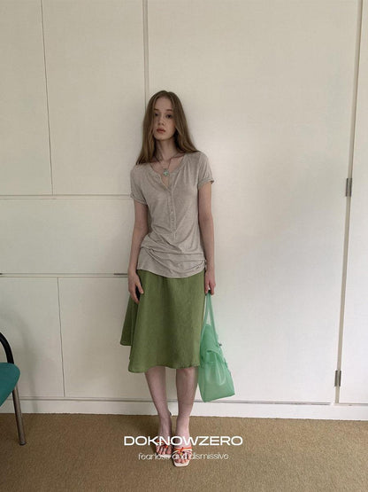 DKZ OFFICIAL Loose Asymmetrical Elastic Waist Cotton Lined Women&