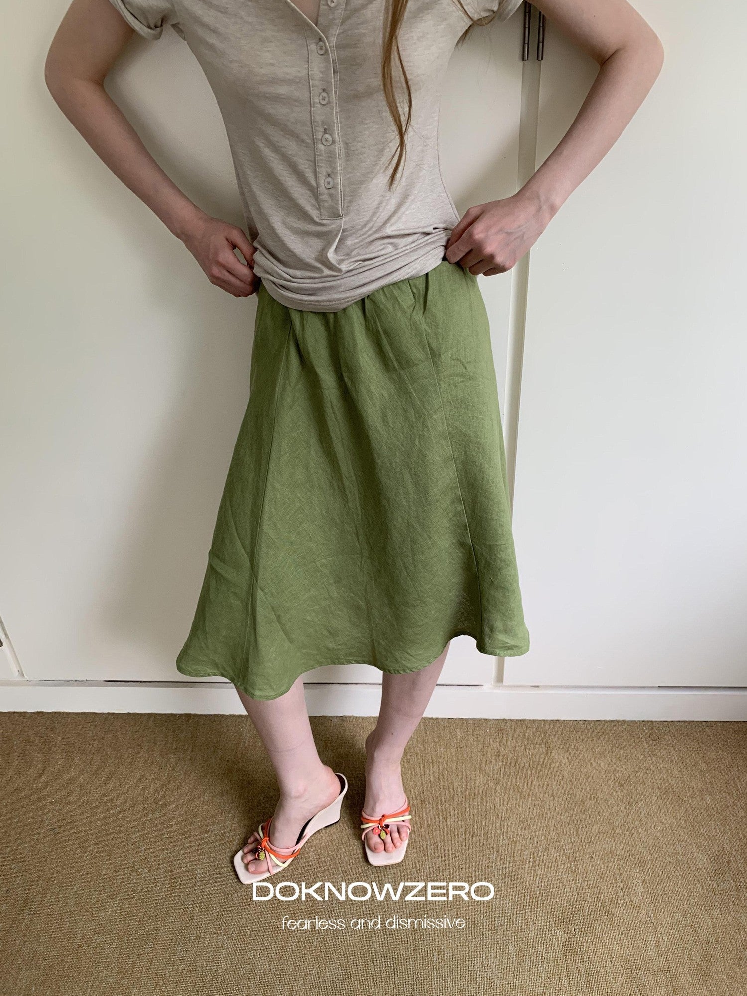 DKZ OFFICIAL Loose Asymmetrical Elastic Waist Cotton Lined Women&