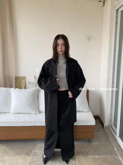 DKZ OFFICIAL Loose Fit Cotton Tencel Trench Coat