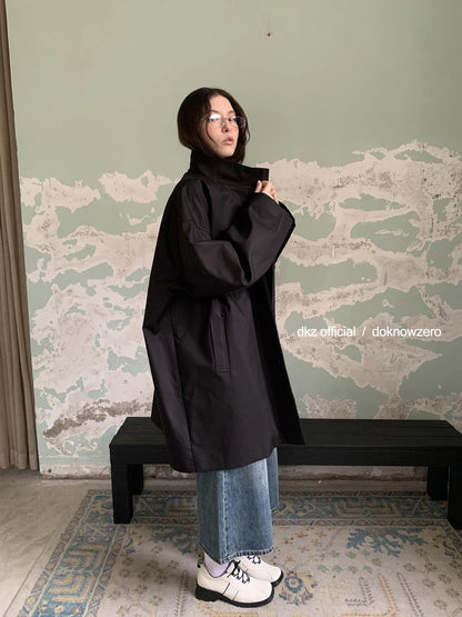 DKZ OFFICIAL Loose Fit Cotton Tencel Trench Coat