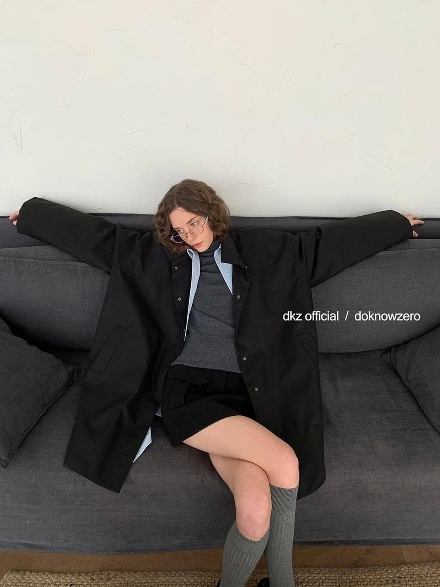 DKZ OFFICIAL Loose Fit Cotton Tencel Trench Coat