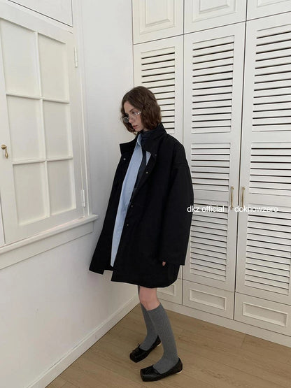 DKZ OFFICIAL Loose Fit Cotton Tencel Trench Coat