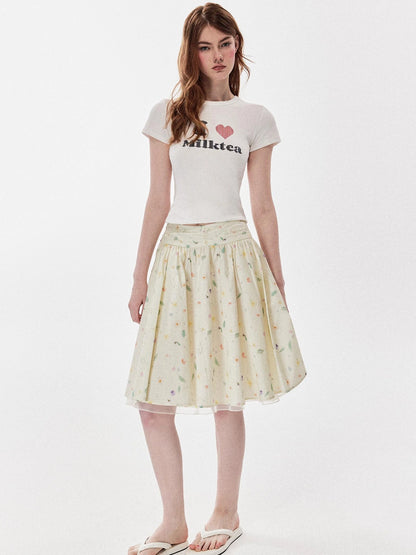 DKZ OFFICIAL Love Milktea Print Fitted Tee