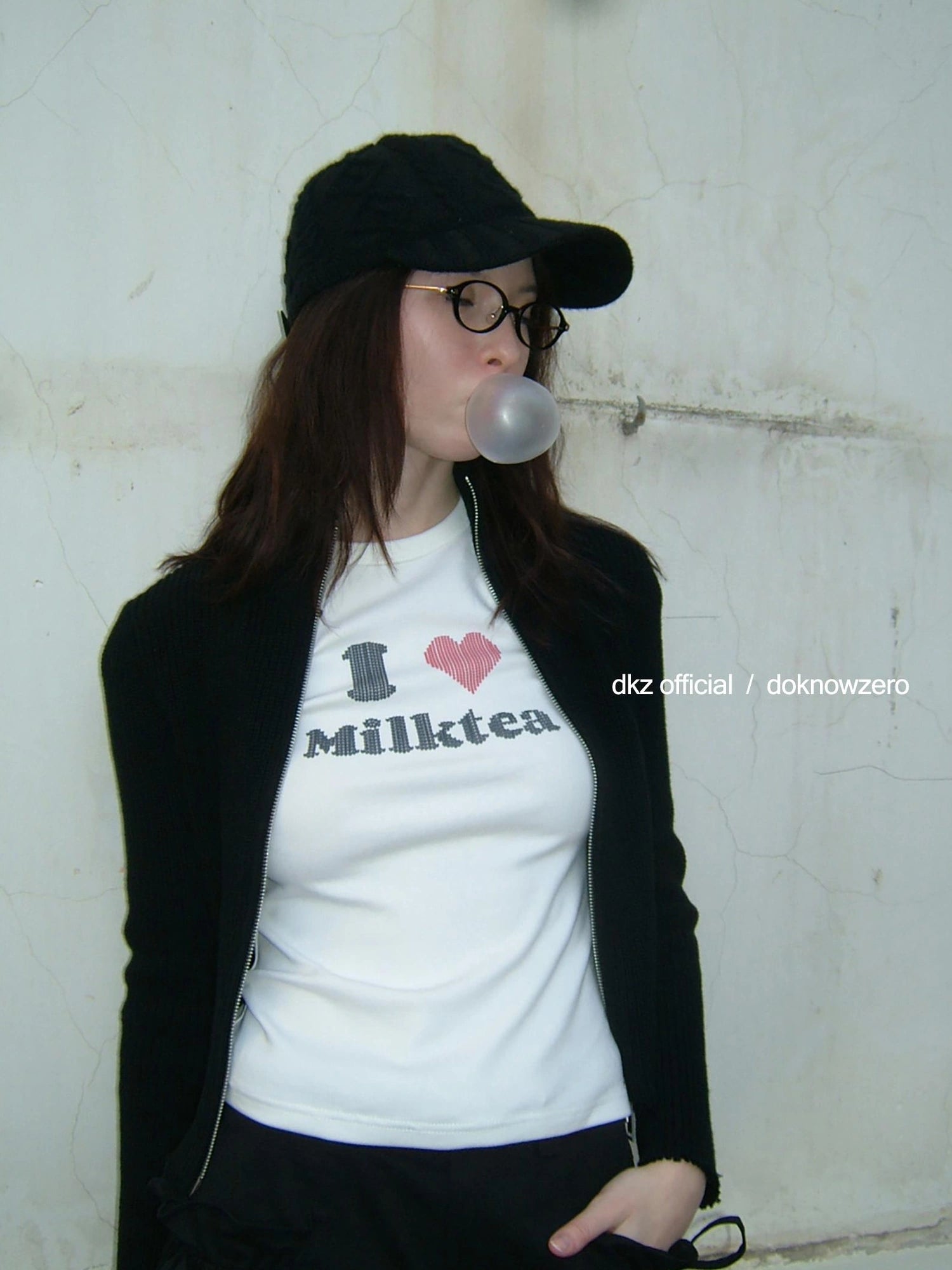 DKZ OFFICIAL Love Milktea Print Fitted Tee