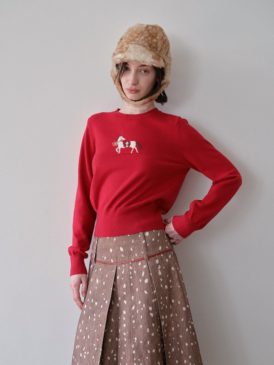 DKZ_OFFICIAL_Lucky_Pony_Jacquard_Crewneck_Long_Sleeve_Women&