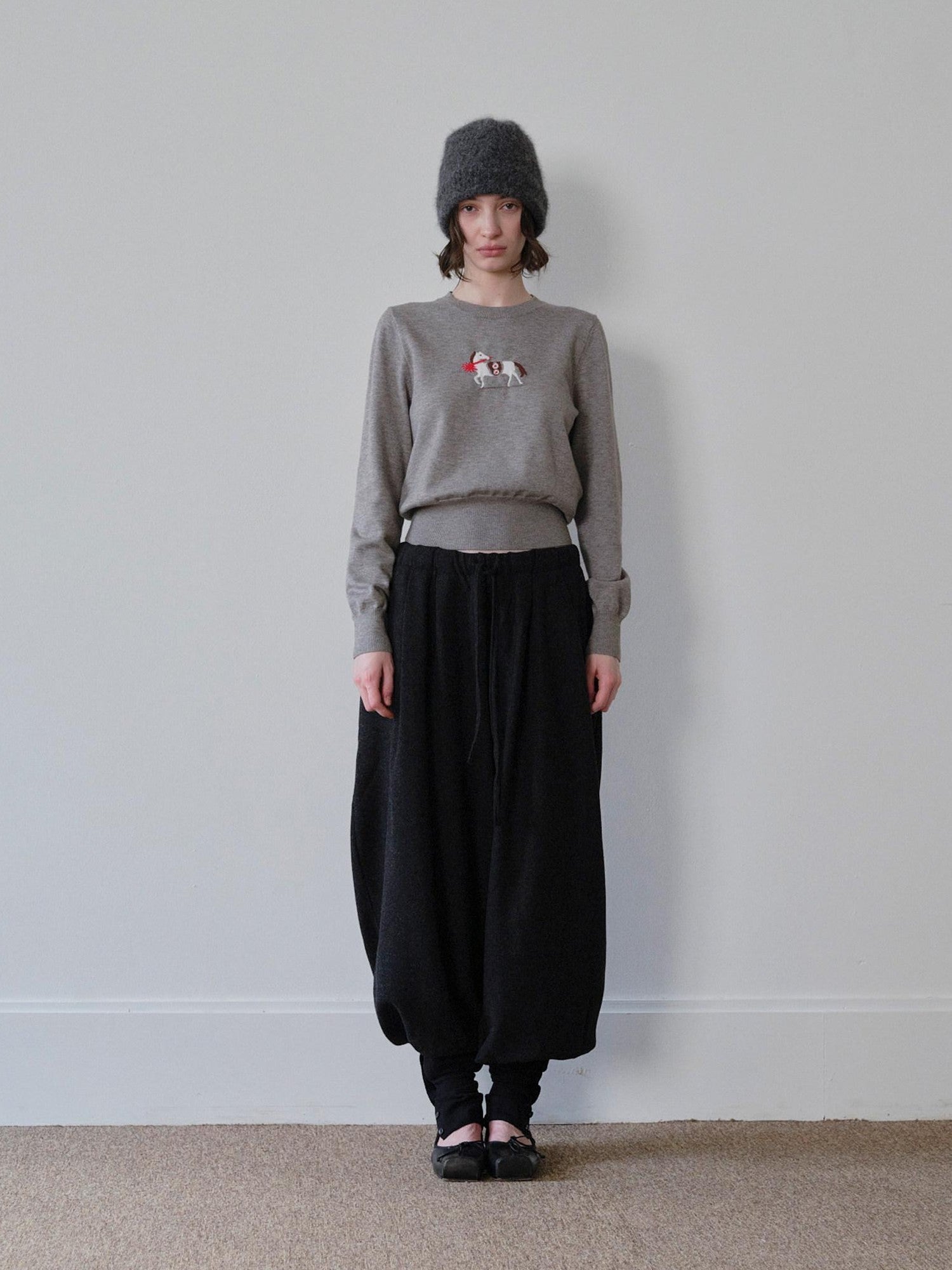DKZ OFFICIAL Lucky Pony Jacquard Crewneck Long Sleeve Women&