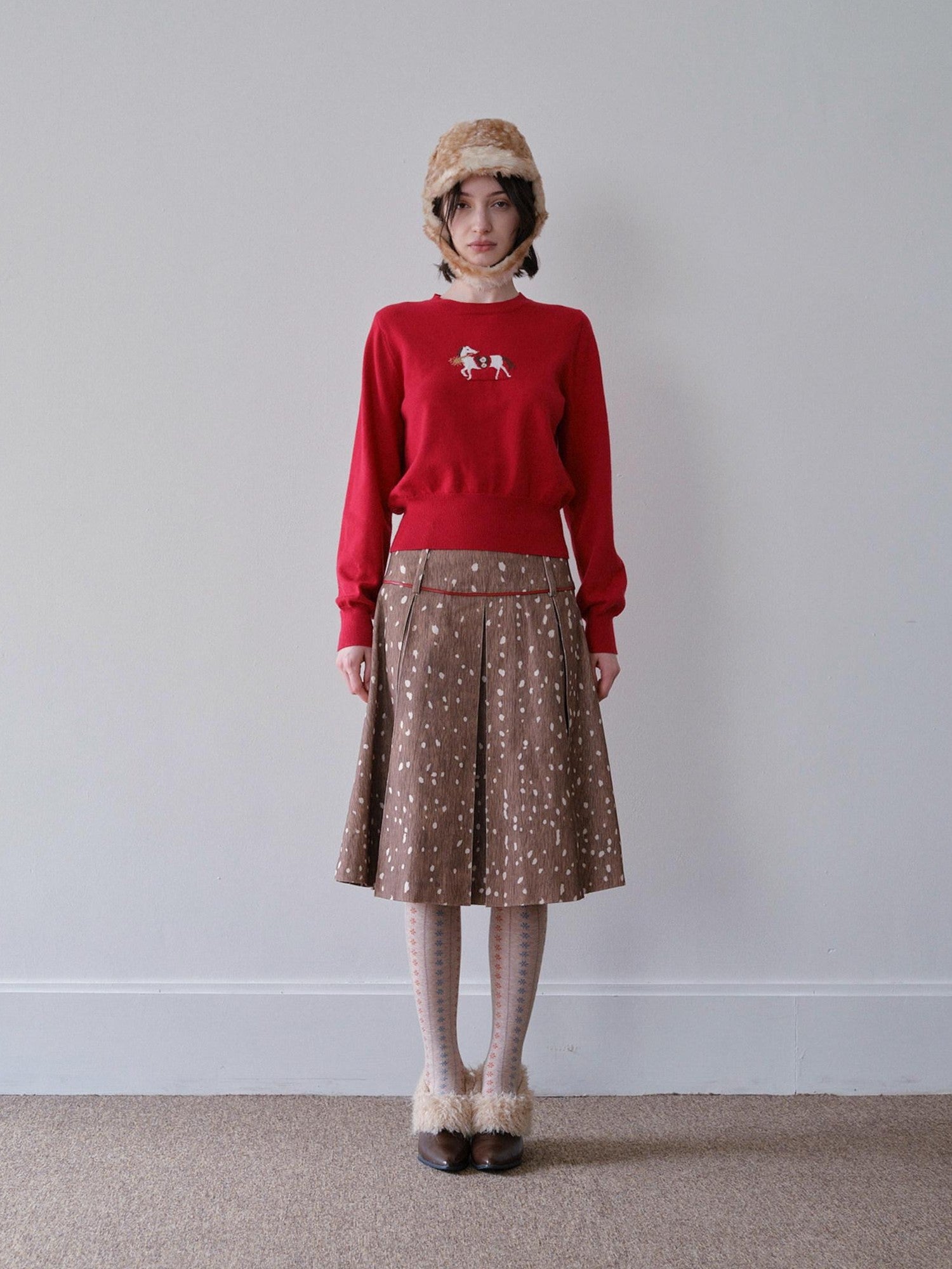 DKZ OFFICIAL Lucky Pony Jacquard Crewneck Long Sleeve Women&