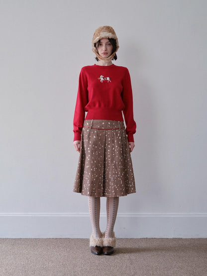 DKZ OFFICIAL Lucky Pony Jacquard Crewneck Long Sleeve Women&