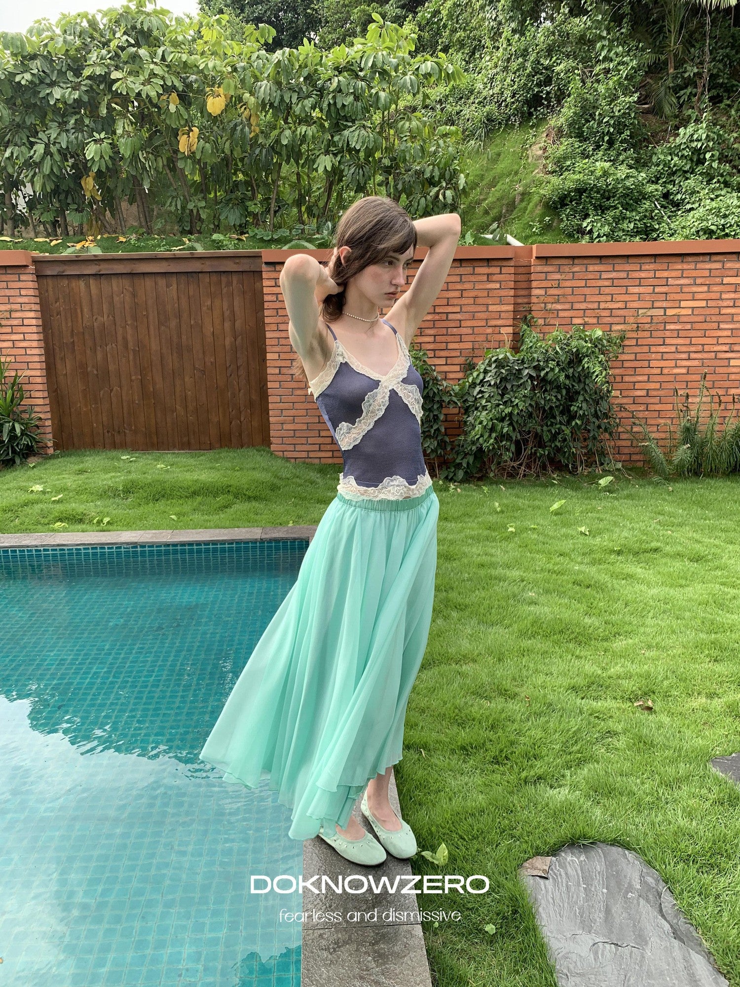 Lustrous Vintage Voluminous Mid Rise Elastic Waist Women&