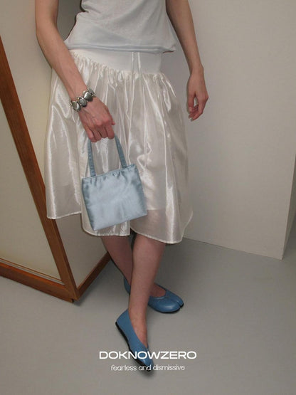 Lustrous Vintage Voluminous Mid Rise Elastic Waist Women&