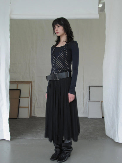 DKZ OFFICIAL Lyocell Wool Blend Polka Dot False Layered Turtleneck Sweater