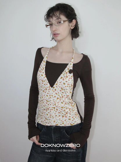 DKZ OFFICIAL Lyocell Wool Blend Polka Dot False Layered Turtleneck Sweater