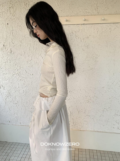 DKZ OFFICIAL Mesh V-neck Knit Hooded Two Piece Women&