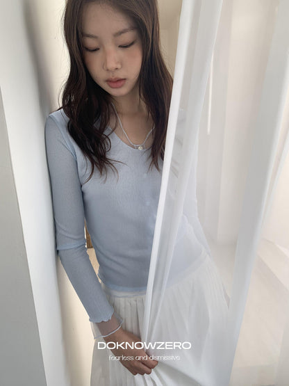 DKZ OFFICIAL Mesh V-neck Knit Hooded Two Piece Women&