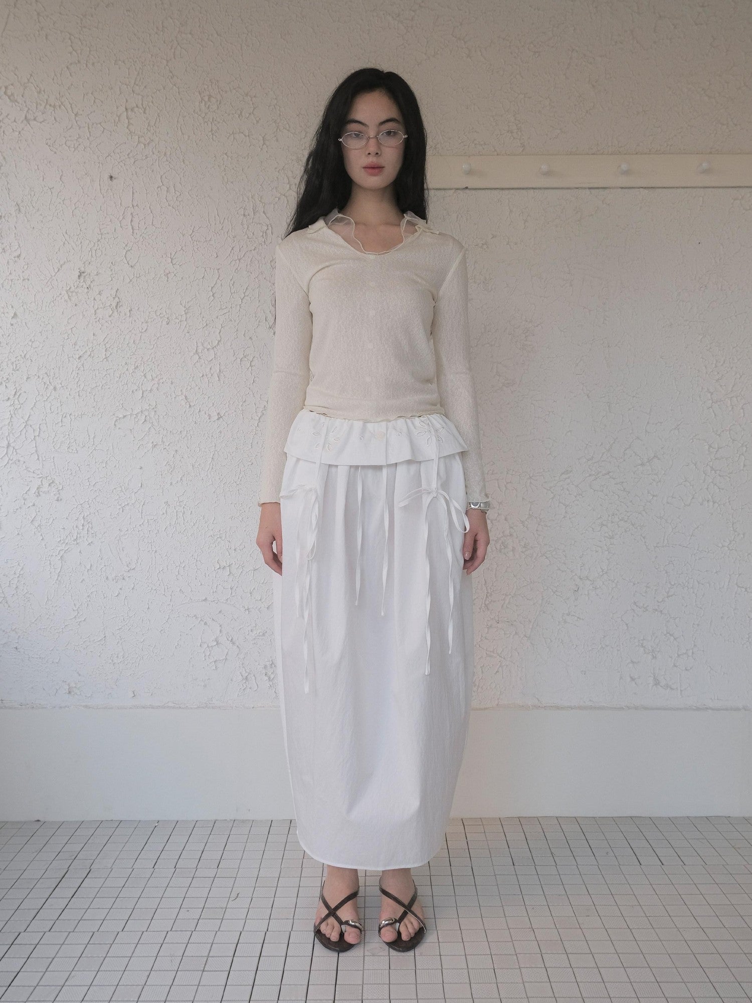 DKZ OFFICIAL Mesh V-neck Knit Hooded Two Piece Women&