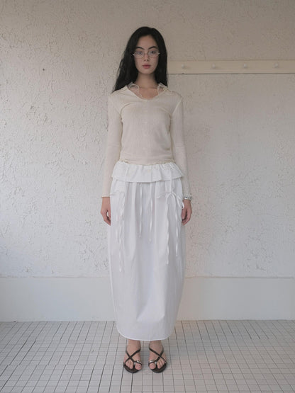DKZ OFFICIAL Mesh V-neck Knit Hooded Two Piece Women&