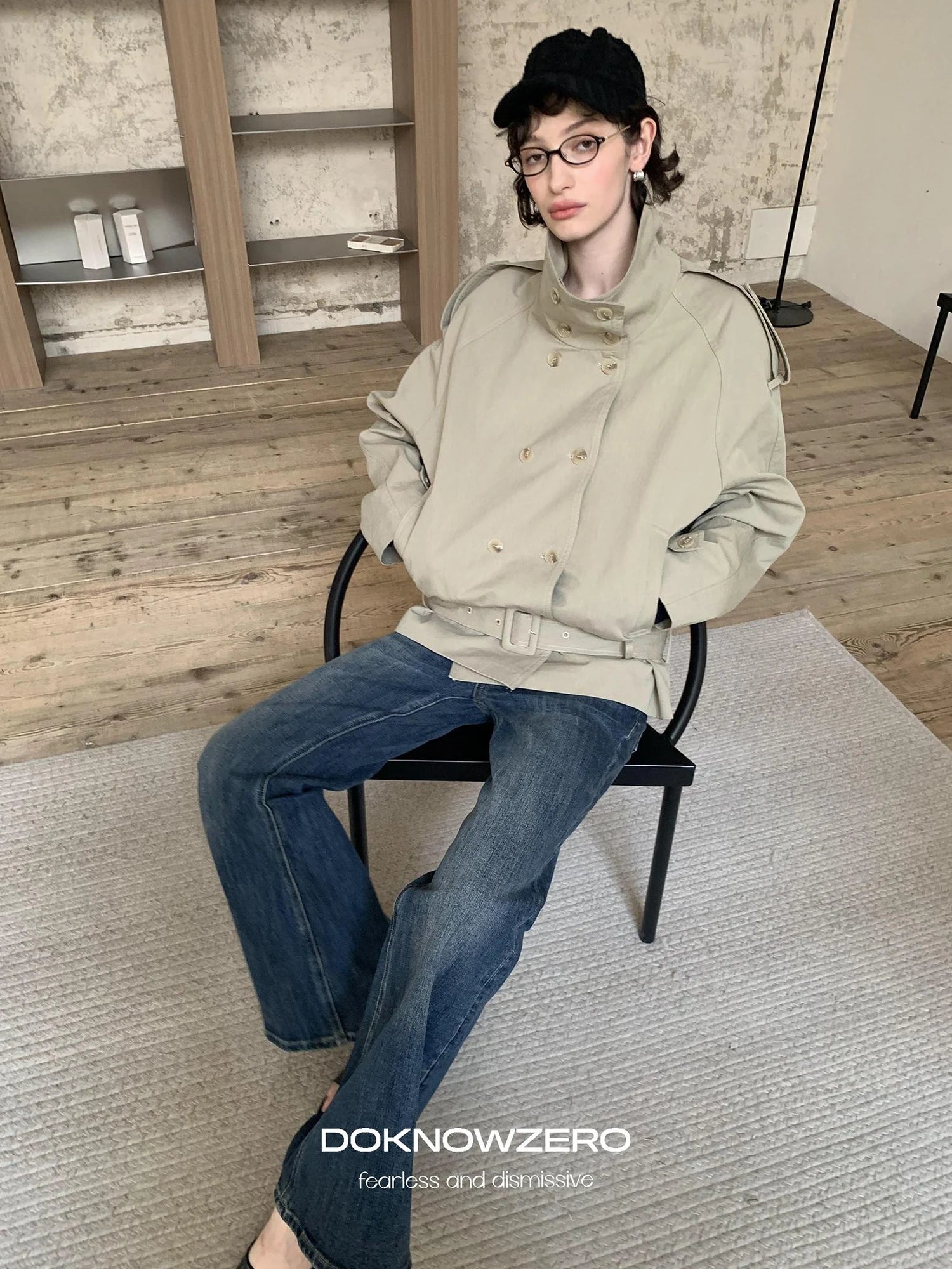 DKZ OFFICIAL Mid Rise Vintage Straight Leg Jeans In Dark Blue