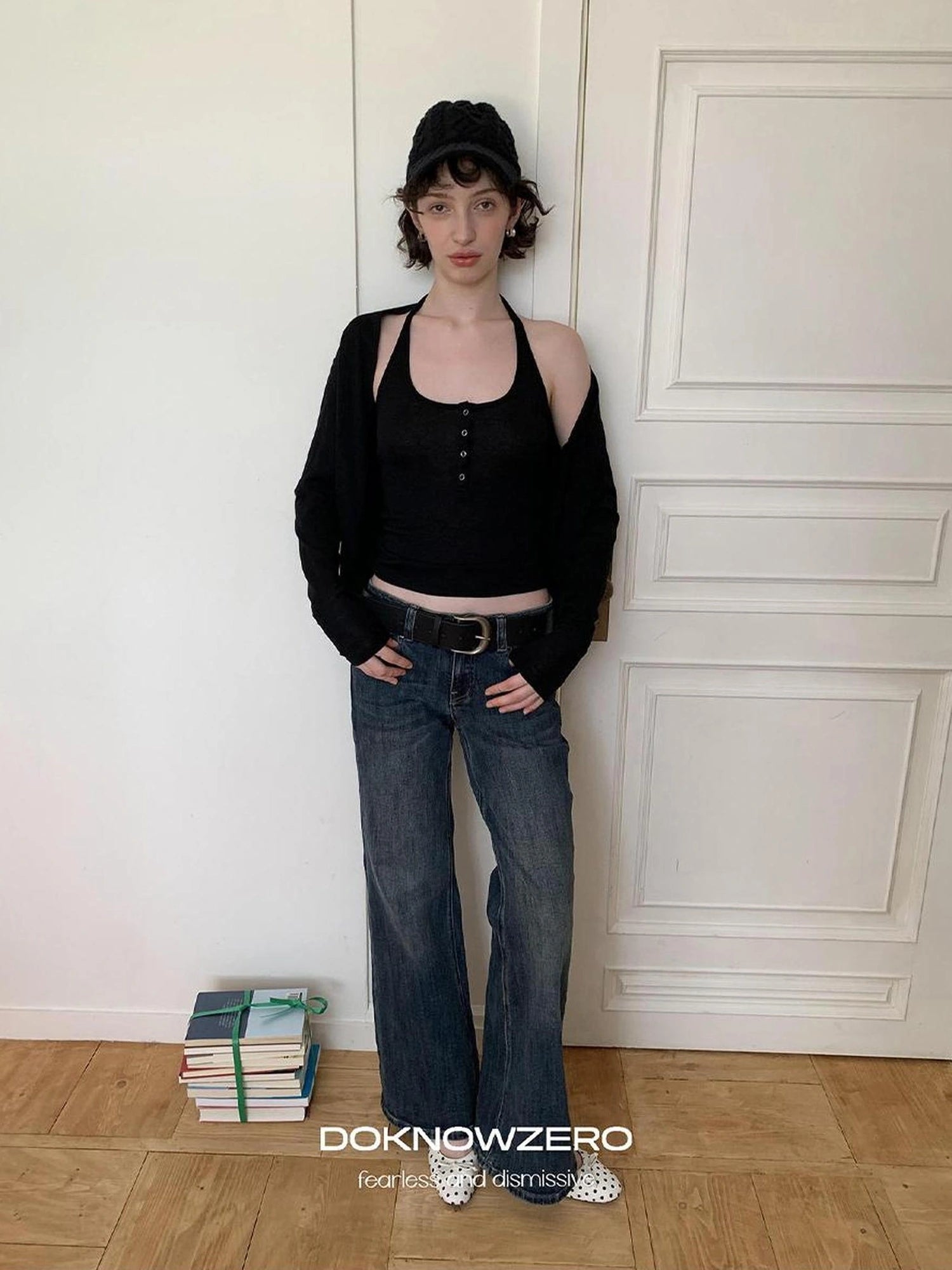 DKZ OFFICIAL Mid Rise Vintage Straight Leg Jeans In Dark Blue
