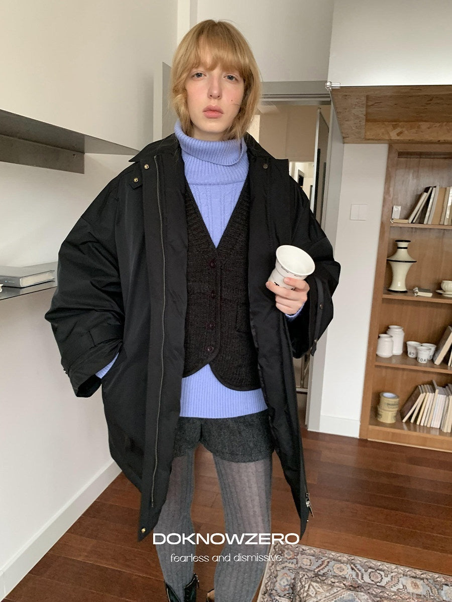DKZ_OFFICIAL_Minimal_Trench_Silhouette_Mid_Length_Lapel_Loose_Women&
