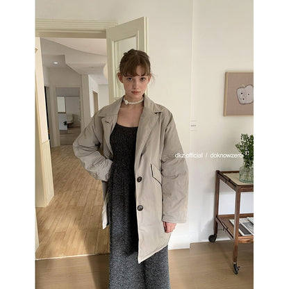 DKZ_OFFICIAL_Minimalist_Lapel_Midlength_Loose_White_Duck_Down_Women&