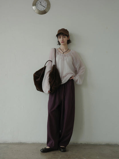 DKZ OFFICIAL Mohair Ribbed Knit Sweater With Drawstring