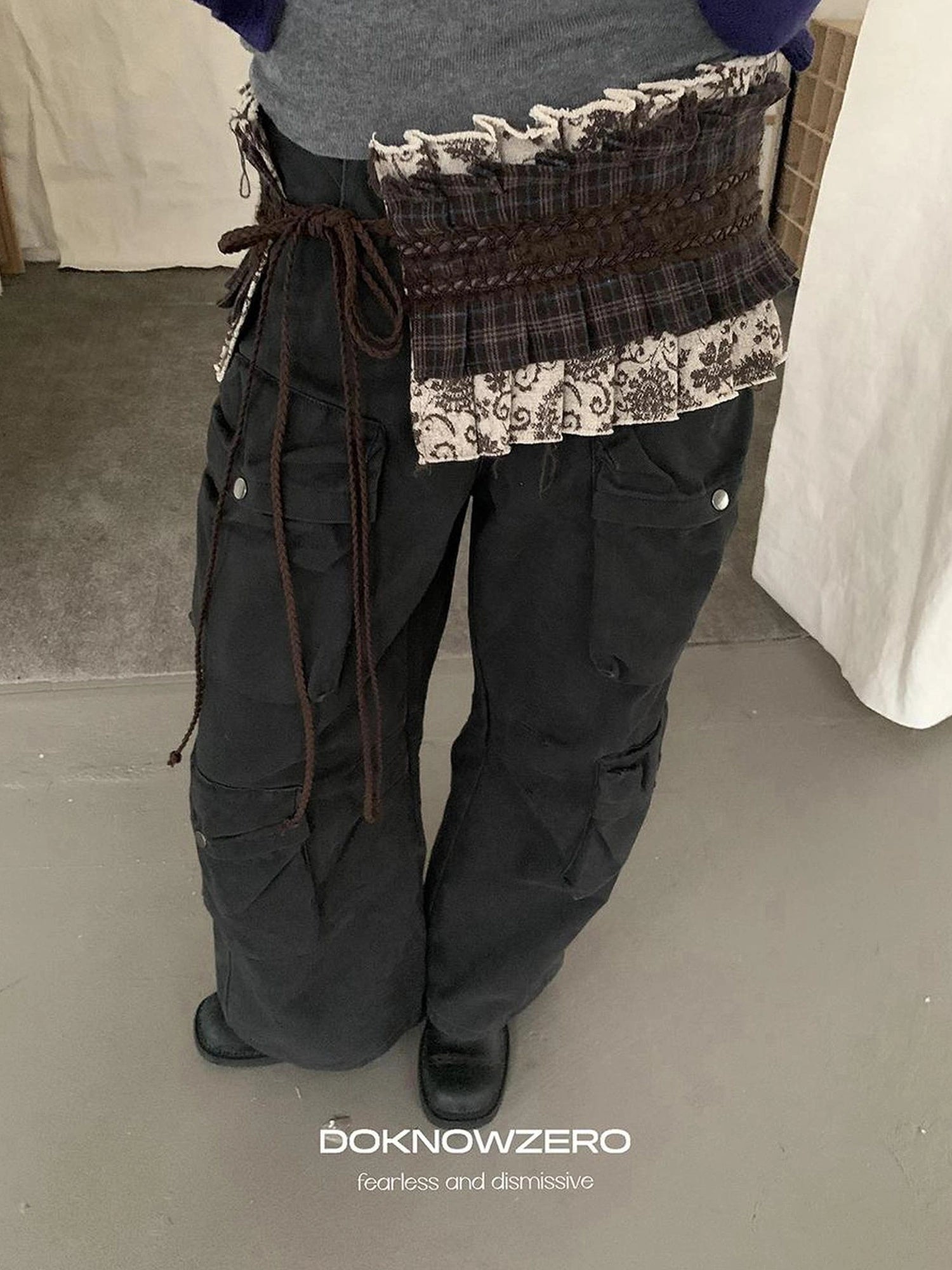 DKZ OFFICIAL Nomadic Paisley Raw Edge Accordion Skirt With Layered Waistband