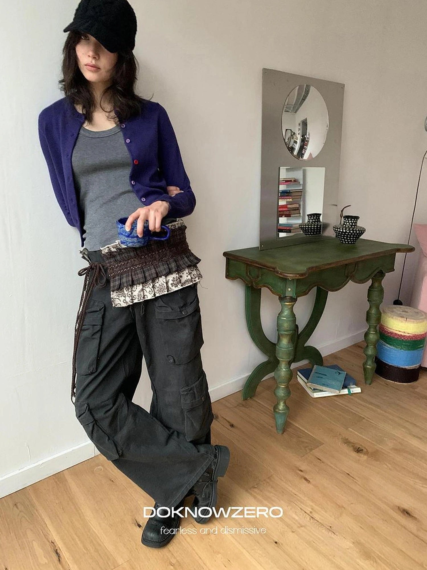 DKZ OFFICIAL Nomadic Paisley Raw Edge Accordion Skirt With Layered Waistband