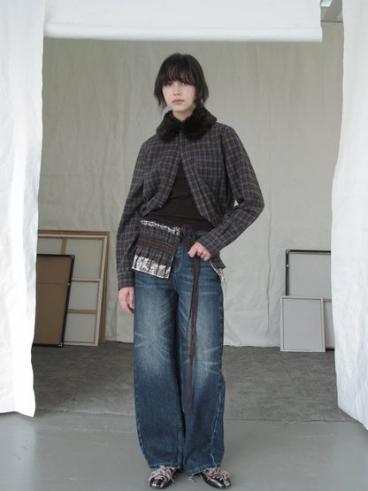 DKZ OFFICIAL Nomadic Paisley Raw Edge Accordion Skirt With Layered Waistband