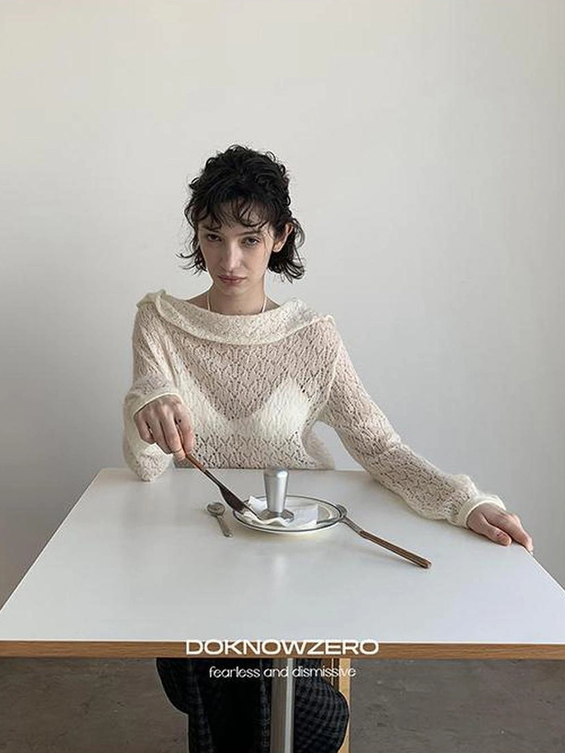 DKZ OFFICIAL Off Shoulder Ribbed Hooded Long Sleeve Top