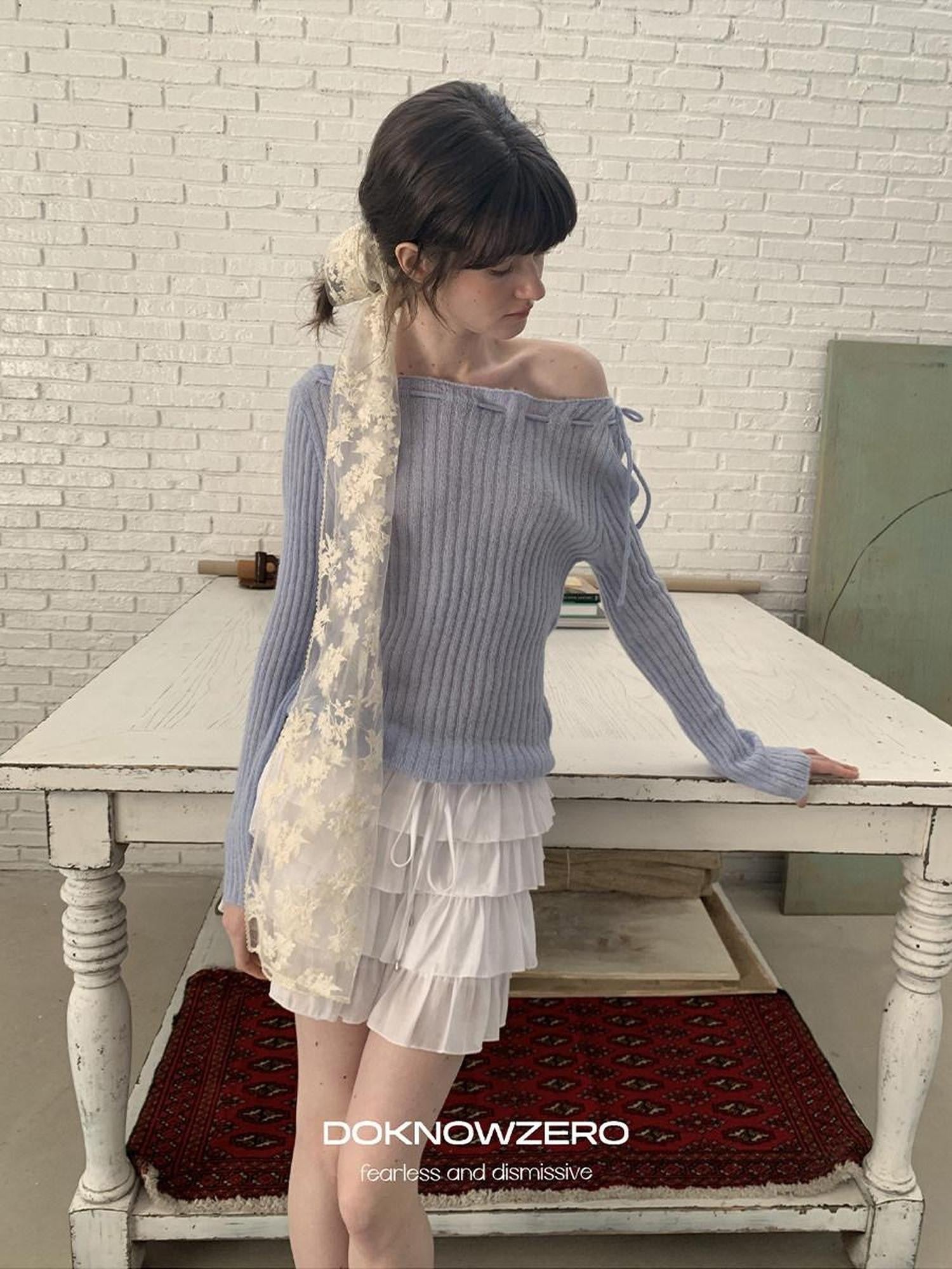 DKZ OFFICIAL Off Shoulder Tie Women&