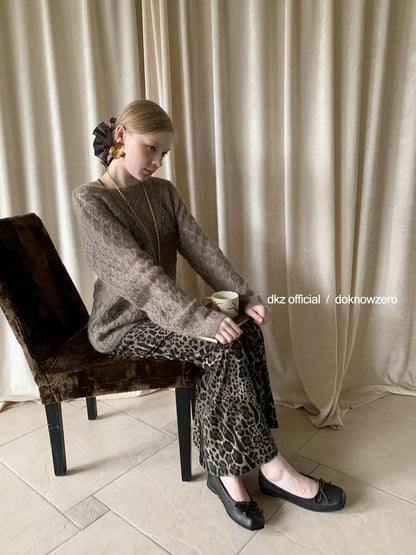 DKZ OFFICIAL Openwork Mohair Long Sleeve Knit Sweater
