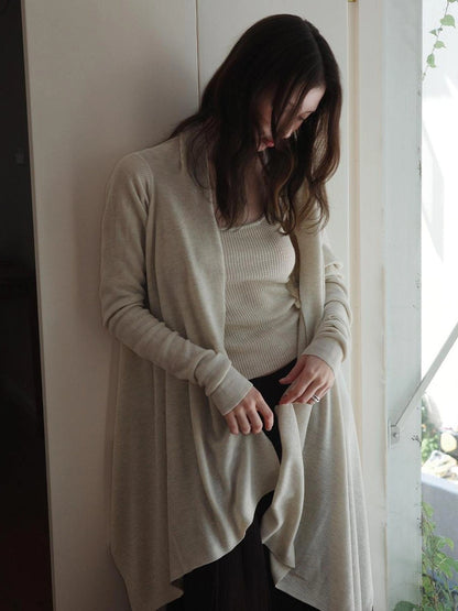 DKZ OFFICIAL Oversized Asymmetrical Knit Cardigan In Cream And Black