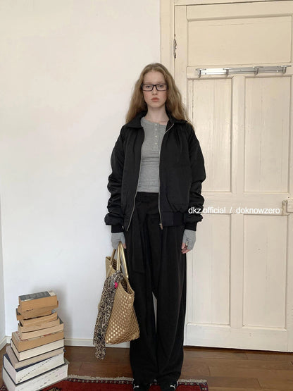 DKZ OFFICIAL Oversized Black Letter Print Nylon Padded Jacket