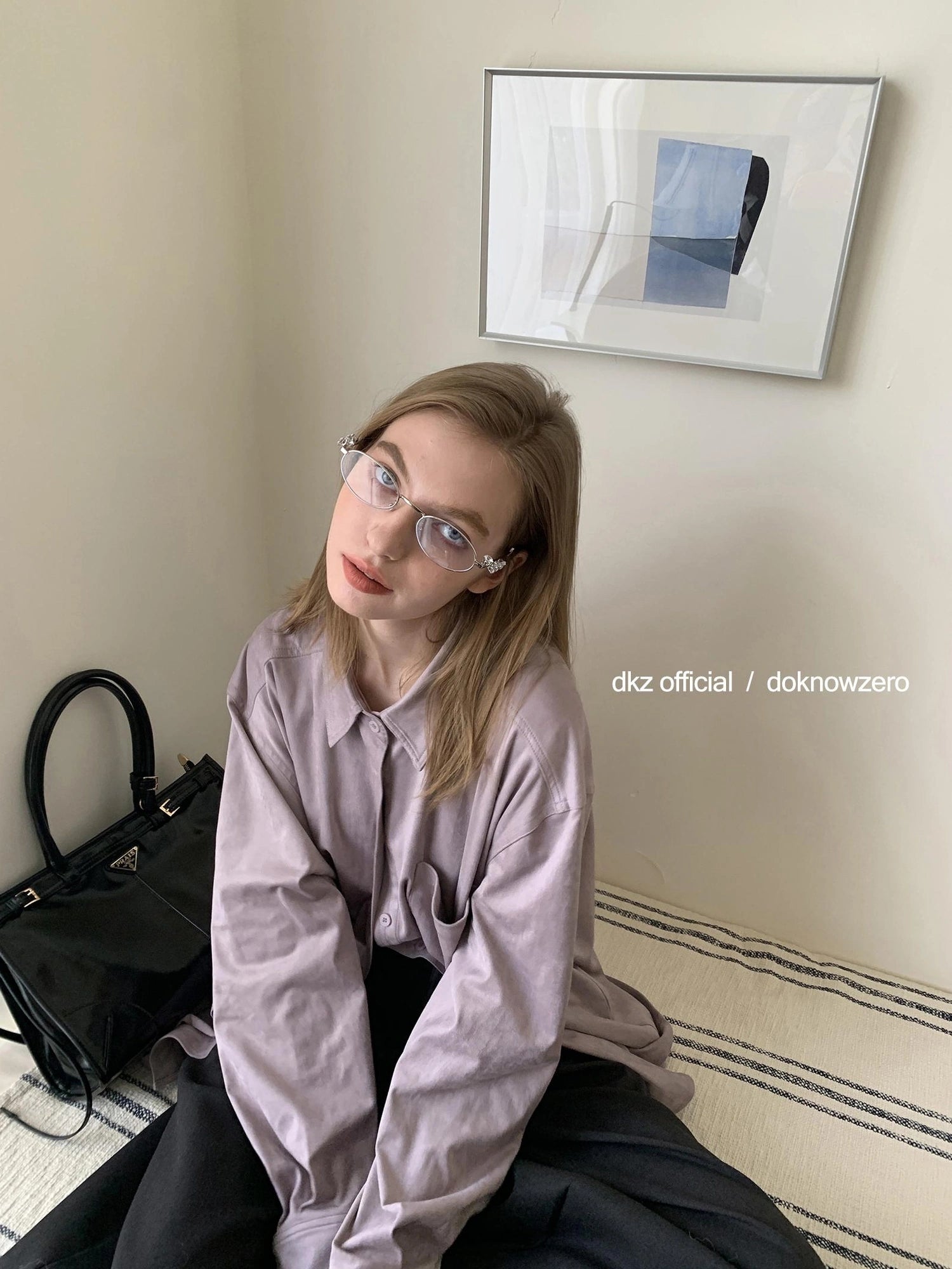 DKZ OFFICIAL Oversized Suede Flannel Shirt In Vintage Pink