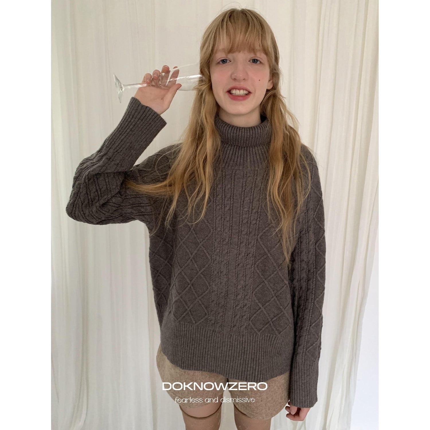 DKZ OFFICIAL Oversized Vintage Cable Knit Women&