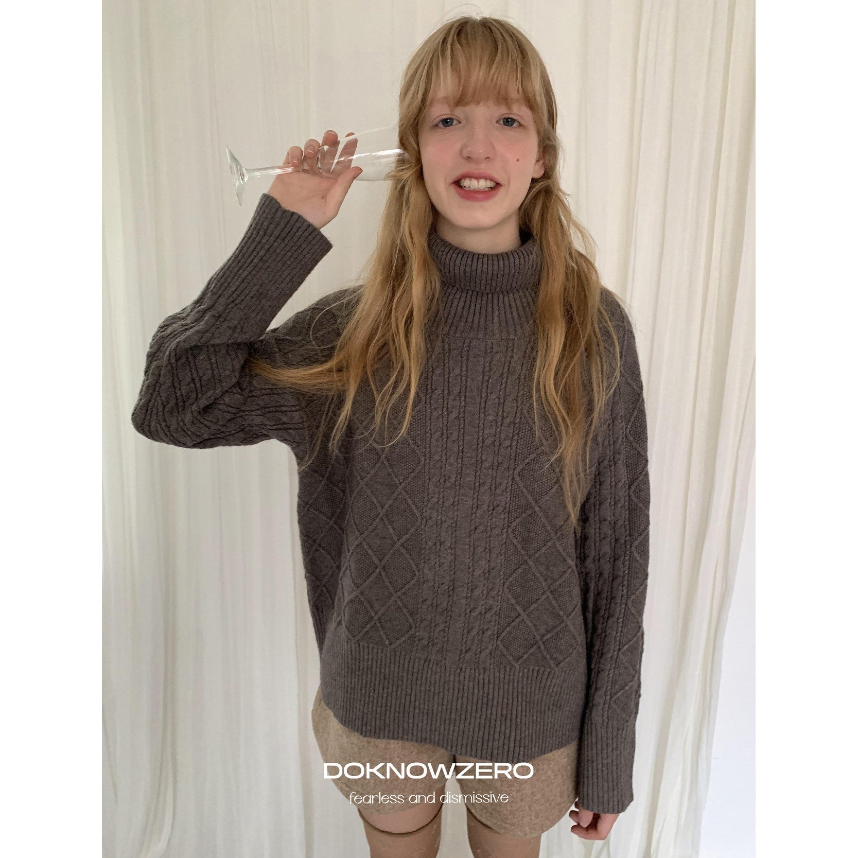 DKZ OFFICIAL Oversized Vintage Cable Knit Women&