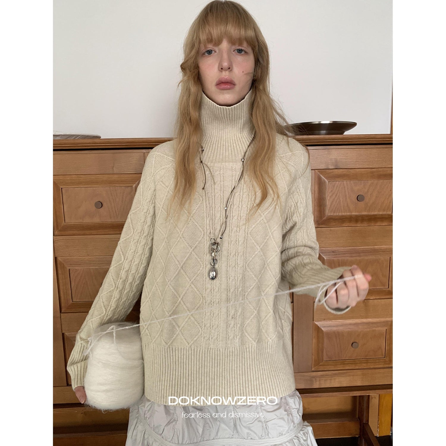 DKZ OFFICIAL Oversized Vintage Cable Knit Women&